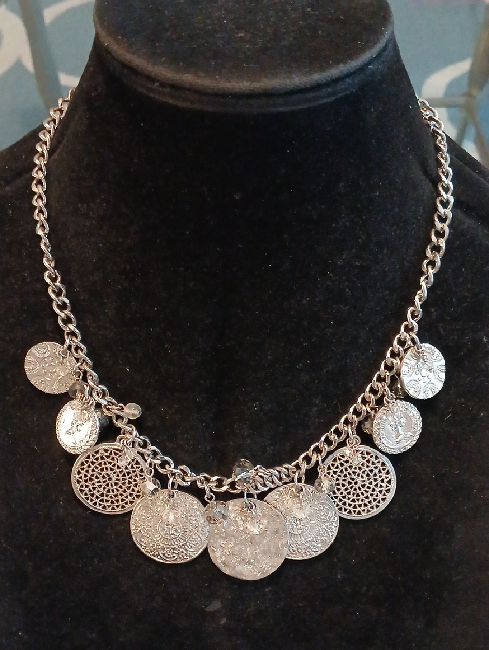 Silver Coin Charm Necklace - Women Jewelry
